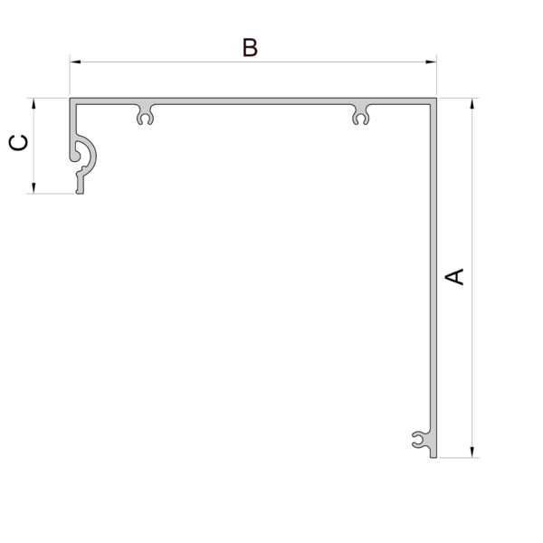 Coffre screen extrudé 90º - haut
